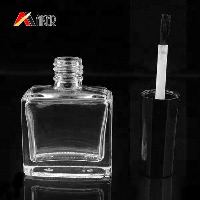 Wholesale clear 10 ml custom design empty square gel nail polish bottle with brush