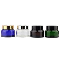 Clear/Amber/Green/Blue 15G 30G 50G Sloping Shoulder Glass Face Cream Jar For Cosmetic Packaging