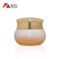 Luxury 50ml round empty cosmetic glass face cream jar with electroplated screw cap in stock