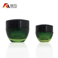 2019 New design 15ml 50ml luxury gradient green cosmetic glass cream jar with black screw lid and inner cap