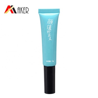 Wholesale LDPE blue oval 10ml cosmetic lip gloss tube packaging with brush cap