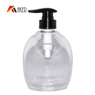 450ml clear PET plastic empty shower gel bottle wholesale with lotion pump